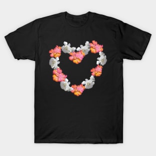 Floral love heart peach and white T-Shirt